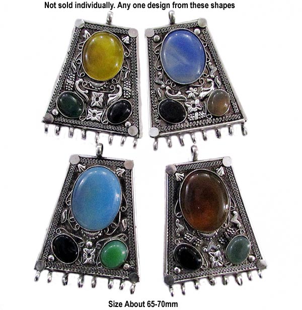 Bottom loopps,Large Size 65-70mm, Ethnic Tribal Gemstone Pendant, Sold By Piece