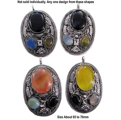 Large Size 65-70mm, Ethnic Tribal Gemstone Pendant, Sold By Piece