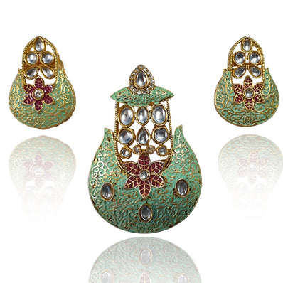 Large Size Kundan Pendant Set high quality Sold Per Set