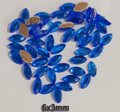 500 Pcs Boat Shape Acrylic Rhinestones Flat Back Approx size shown on images