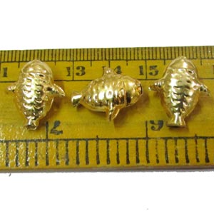 10 Pcs Pkg. Brass Material Micron plated Hollow Metal Beads, Size Sacle