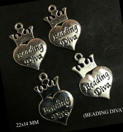 Metal Charms Sold by 10 Pieces Pack (Beading Diva Engraved)