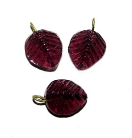 Glass Leaf Charms, Sold by 10/Pcs. Pkg.