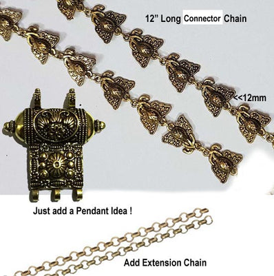 About 16 connectors 12" Long Connector Chain to Make Jewellery, Add Pendant Optional Idea only, add chain optional Idea only Displayed