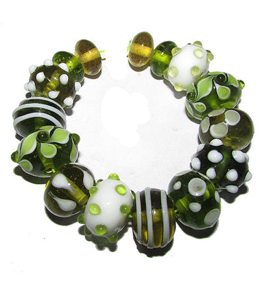 Handmade Lampworked Bead Set Sold Per set, Size about 12-16mm length 14~ 18 Centimeter
