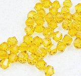 500 Pcs Yellow 4mm Bi-Cone Crystal Glass Beads Loose