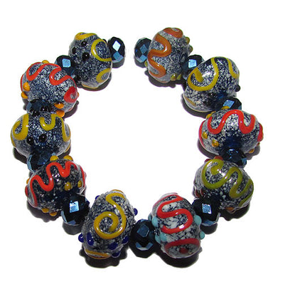 Handmade Lampworked Bead Set Sold Per set, Size about 12-16mm length 14~ 18 Centimeter