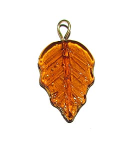 Glass Leaf Charms, Sold by 10/Pcs. Pkg.