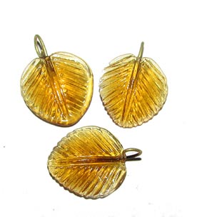 Glass Leaf Charms, Sold by 10/Pcs. Pkg.