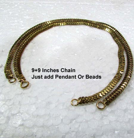 Size: 4.5x2mm, 9+9 Inches 2 chain with both side loop, Add double loop Pendants, clasps, beads etc for Making Jewellery