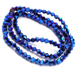 500 Pcs Beads Crystal 4mm Size, Bi cone Shape Metallic Blue Color