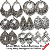 25 Pairs Oxidized Silver Earring Making Base ( Images is Just reference) Randomly Mix