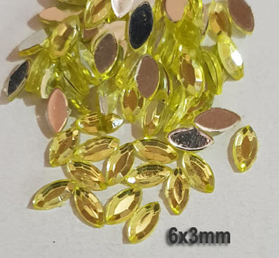 500 Pcs Boat Shape Acrylic Rhinestones Flat Back Approx size shown on images