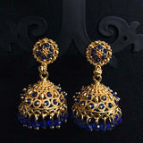 Blue Beads High Quality Indian Made Big Size Oxidized Jhumka Earring Sold by per Pair Pack