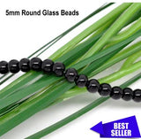 5mm'Black Round Opaque Glass Bead