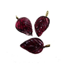 Glass Leaf Charms, Sold by 10/Pcs. Pkg.