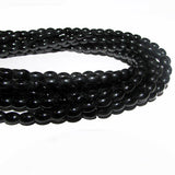 3 Lines Pack' 7x5 mm Approx' Black Oval Glass Beads