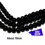10 mm' Black Round Opaque Glass Beads Sold by per Line' 39-40 Beads