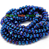 Roundel Crystal 4mm Size,Roundelle (abacus) shape, Crystal glass beads, Priced Per Strand, Metallic Blue
