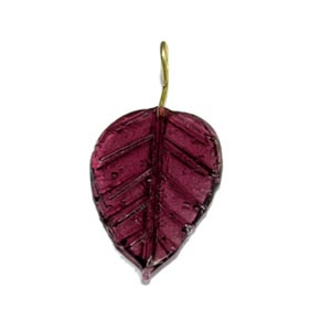 Glass Leaf Charms, Sold by 10/Pcs. Pkg.