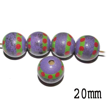 Hand Painted wood beads Size 20mm