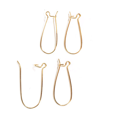 20 Pair Pack'  (40 Pieces) Big Size'  Kidney Back Ear Wire Bigger Size Gold Plated