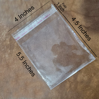 100 Pcs Pkg. 4x.5.5  Inches' Self Lock Transparent Poly Bag