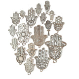 19 Pcs Hamsa Evil Eye Protector charms and Pendants as Per Photos Silver Plated for Jewelry Making