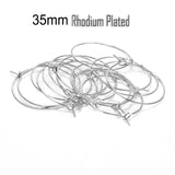 20 PAIRS (40 PCS) Rhodium HOOPS FOR EARRING MAKING 35MM