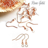100 Pcs (50 Pairs) Rose Gold Plated Earring Hook wire jewellery making Findings