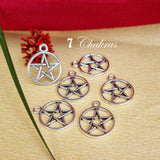 20 Pcs/Pack, 7 Chakra Charms Silver finish for spiritual jewelry making