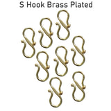 25 Pcs/pkg. Brass plated S hook for jewelry making