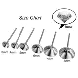 50pcs/pack Stainless Steel Blank Post 3mm size Earring Studs Base  Pins Jewelry Findings Ear Back For DIY Making, just add a stone to complete your jewelry