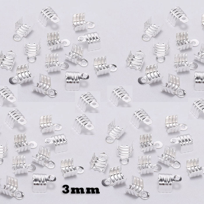 200 Pcs Pack 3mm small ribbed Silver plated Crimp finding components for jewellery making