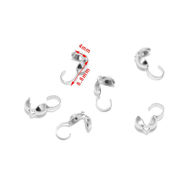 100 pcs. Pack (Tips) Fold Over Crimp Bead, Knot Cover Ends. Closed size 9 x4.5 mm